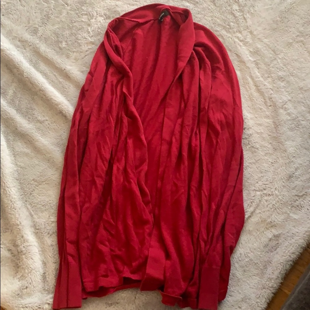 Red cardigan